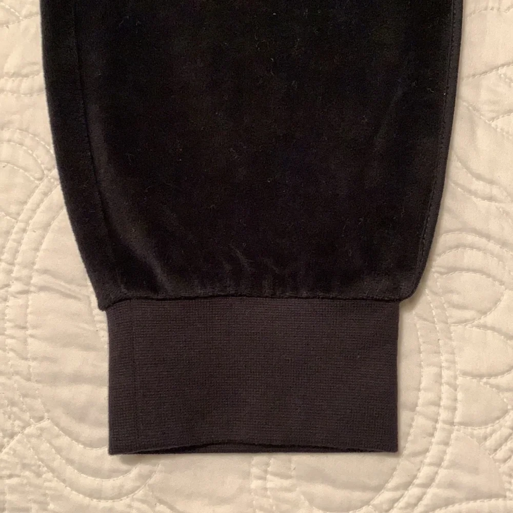 Kate Spade Black Velour Joggers Size M Velvet Pants Drawstring Waist Womens